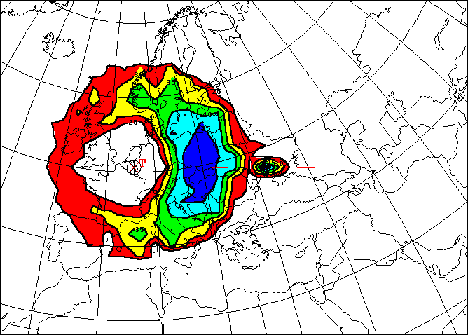 typical coverage map sloping V antenna